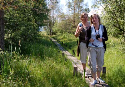 Karin och Ulla, promenad p spngen vid Grlns, Tkern - foto Gebbe Bjrkman